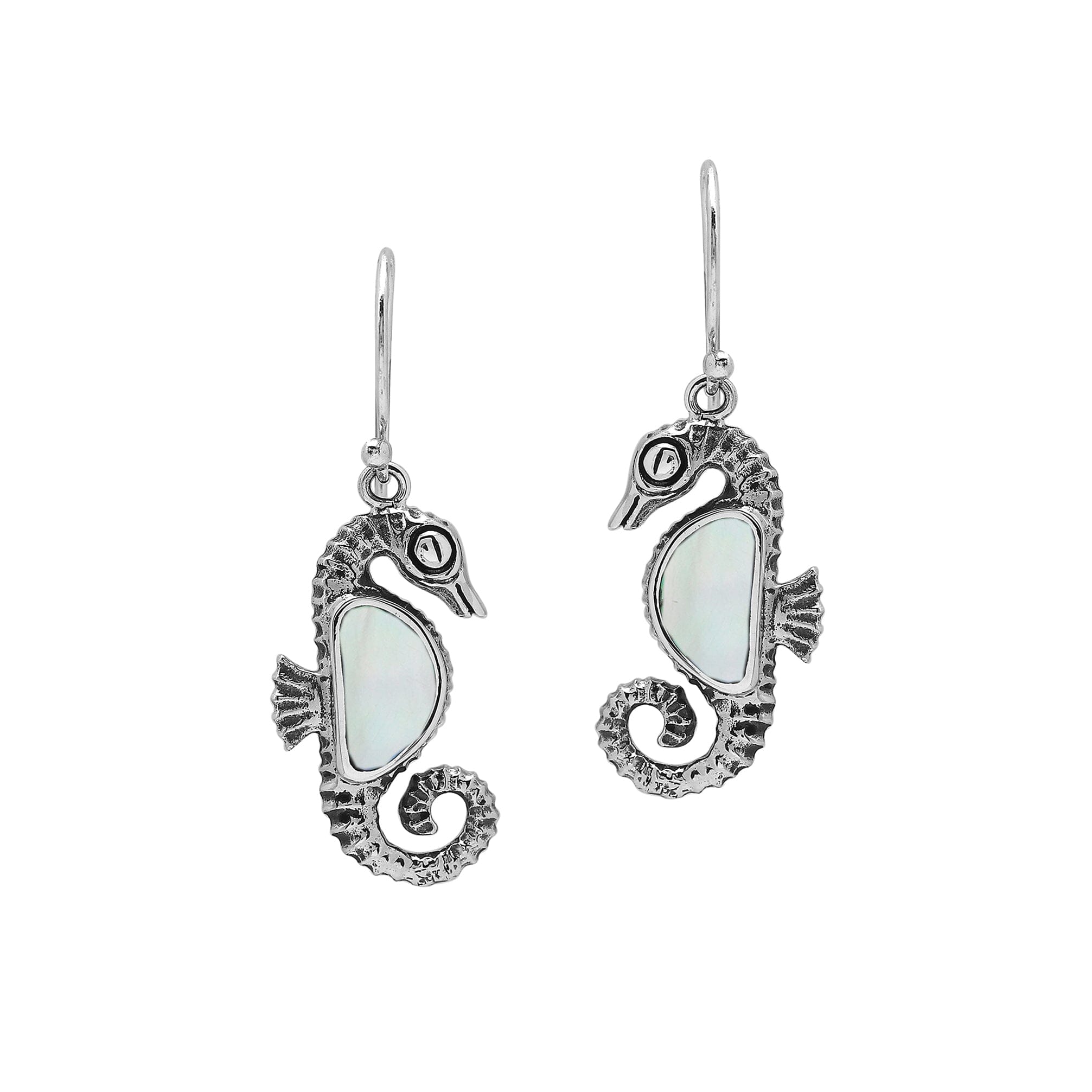 Wholesale Sterling Silver Seahorse Earrings With Mother Of Pearl Inlay