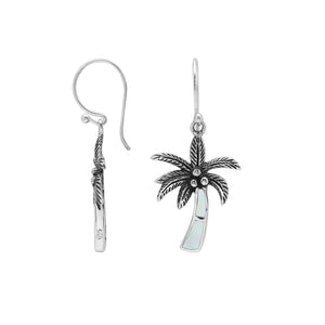 Wholesale Sterling Silver Palm Tree Earrings With Mother Of Pearl Inlay
