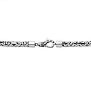 Sterling silver 4mm Balinese chain necklace with handwoven design and hook clasp