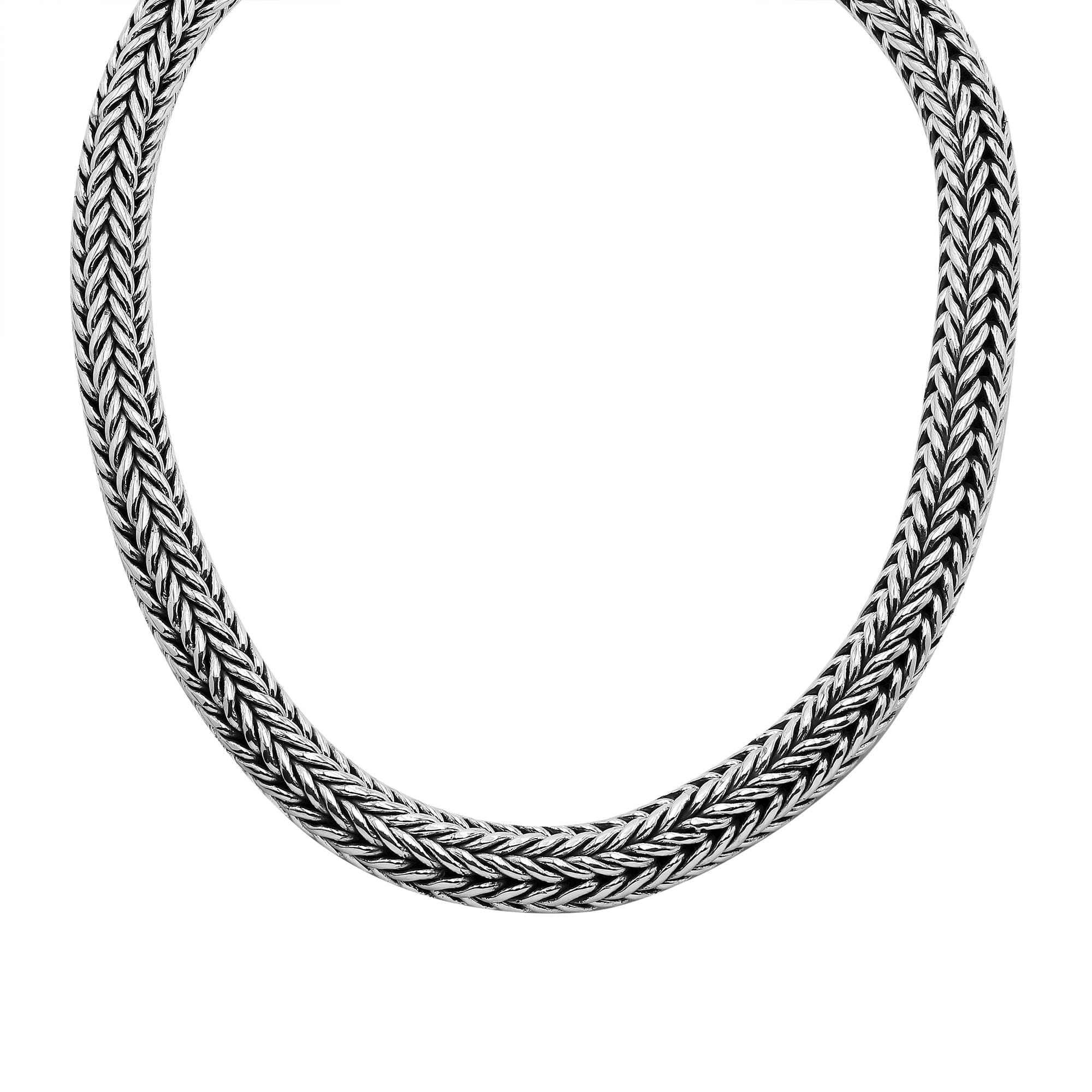 Sterling silver 15mm heavy Balinese chain necklace with bold woven design