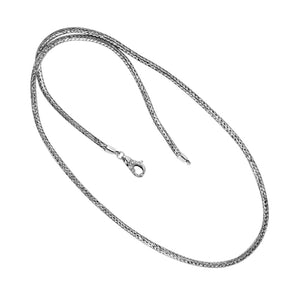 Sterling silver 2mm fine Balinese chain necklace with handwoven design and hook clasp