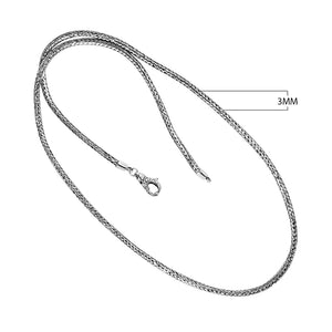 Sterling silver 3Mm Tulang Naga chain necklace with Balinese hook clasp, unisex jewelry wholesale