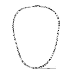 6MM sterling silver wheat chain necklace, Bali-inspired design with polished shine.