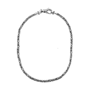 Wholesale 5MM sterling silver chain with lobster clasp, handcrafted Balinese weave design.