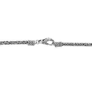 Wholesale 3MM sterling silver chain with lobster clasp, handcrafted Balinese weave design.