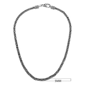 Wholesale 5MM sterling silver chain with lobster clasp, handcrafted Balinese weave design.