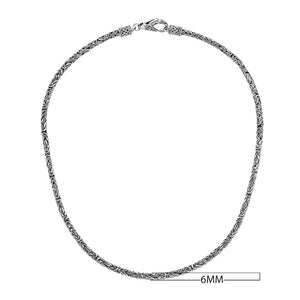 Wholesale 6MM sterling silver chain with lobster clasp, handcrafted Balinese weave design.