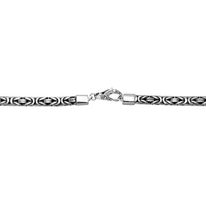 Wholesale 6MM sterling silver Byzantine square chain with lobster clasp, handcrafted Balinese design.
