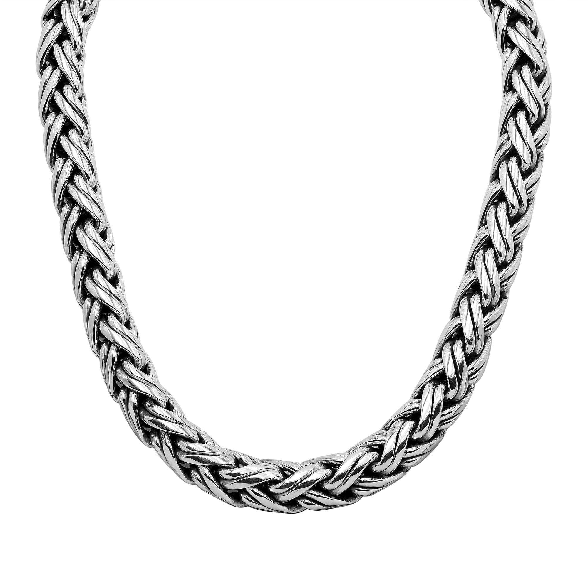 Wholesale 15MM sterling silver woven chain with hook clasp, handcrafted Balinese design.