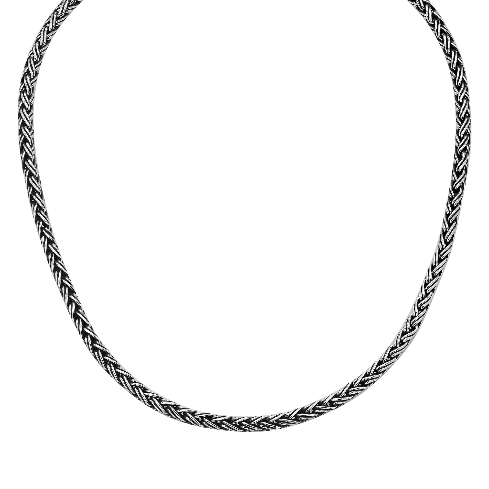 Wholesale 3MM sterling silver woven chain with lobster clasp, handcrafted Balinese design.