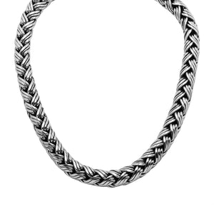 Sterling Silver 15MM Handcrafted Bali Chain Necklace with Hook Lock wholesale jewelry