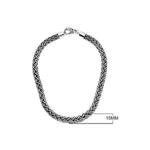 Sterling Silver 15MM Bali Woven Chain Necklace with Hook Lock wholesale