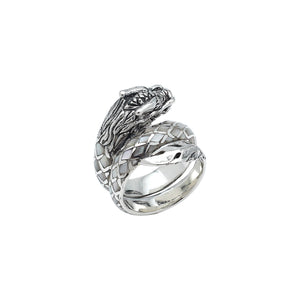 Sterling Silver Dragon Wrap Ring With Mother Of Pearl Inlay And Polished Finish