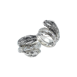 Sterling Silver Dragon Wrap Ring With Mother Of Pearl Inlay And Polished Finish