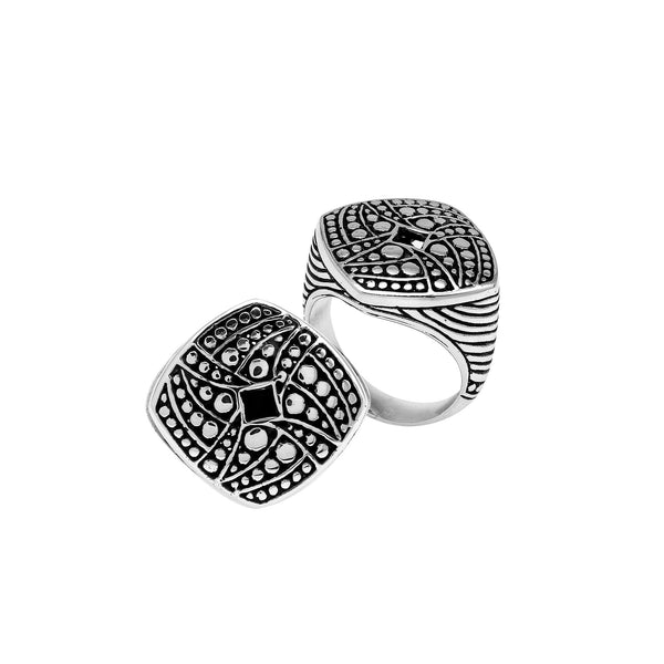 AR-6344-S-8 Sterling Silver Ring With Plain Silver Jewelry Bali Designs Inc 