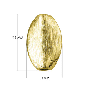 Handcrafted brushed oval bead with 18K gold overlay over copper, made in India for wholesale jewelry manufacturing.