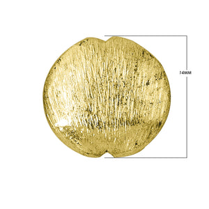 Handcrafted brushed coin-shaped bead with notched edges and 18K gold overlay over copper, made in India for wholesale jewelry manufacturing.