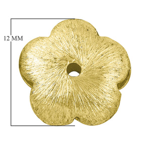 Five-petal floral textured spacer bead with 18K gold overlay over copper, handcrafted in India.