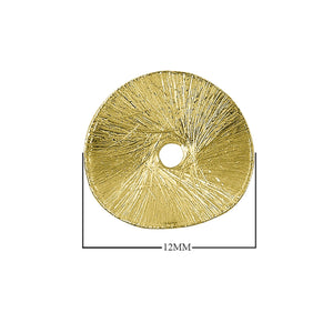 Textured disc spacer bead with 18K gold overlay over copper handcrafted in India for wholesale jewelry designers