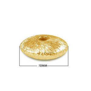 18K gold overlay flat saucer textured bead handcrafted in India for wholesale jewelry production