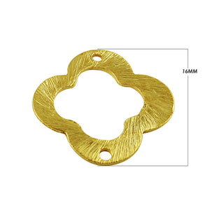 “Handcrafted flower shape connector with brushed 18K Gold Overlay Over Copper from India.”