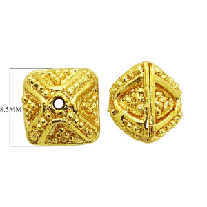 Handcrafted square filigree bead with 18K Gold Overlay Over Copper from India