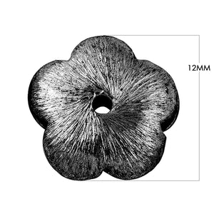 BR-208 Black Rhodium Overlay Flower Shape Brushed Bead Beads Bali Designs Inc 12MM