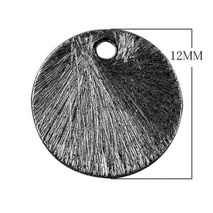 Black rhodium overlay copper round textured charm handcrafted in India for wholesale jewelry