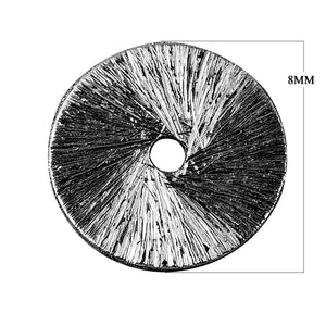 Black rhodium overlay copper radial textured disc bead handcrafted in India for wholesale jewelry