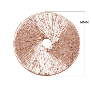 Rose gold overlay over copper wide textured washer disc handcrafted in India for wholesale metal components