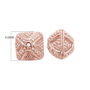 Rose gold overlay over copper textured square bead handcrafted in India for wholesale metal components