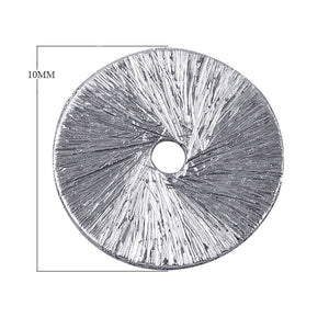 Handcrafted silver overlay copper textured round disc with center hole from India for wholesale jewelry and craft use