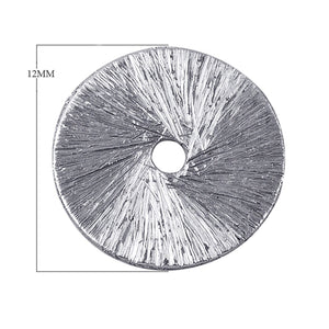 Handcrafted silver overlay copper textured round disc with center hole from India for wholesale jewelry and craft use