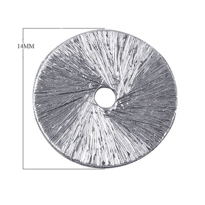 Handcrafted silver overlay copper textured round disc with center hole from India for wholesale jewelry and craft use