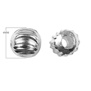 Handcrafted silver overlay over copper round bead with spiral groove design and polished finish made in India