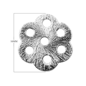 Handcrafted silver overlay over copper floral disc bead with multiple holes and textured finish made in India