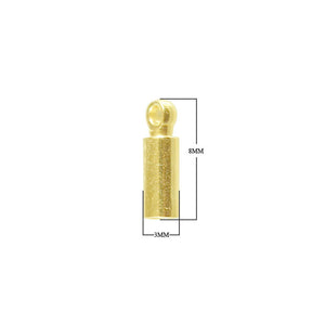 18K Gold Overlay Over Copper crimp & cord tube end cap with loop, handcrafted in India