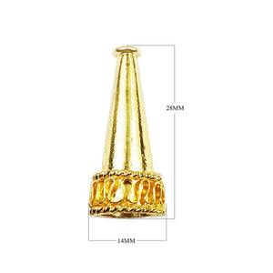 Handcrafted tapered cone jewelry component made with 18K Gold Overlay Over Copper, polished gold finish, made in India for wholesale use