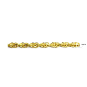 18K Gold Overlay Over Copper dense interlinked chain featuring closely connected links designed for wholesale jewelry manufacturing and durable extender use