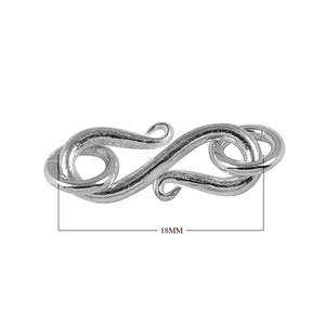 Silver Overlay Over Copper curved S hook clasp handcrafted in India with oxidized artisan finish.
