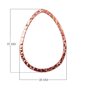 Rose Gold Overlay Hammered Teardrop Connector Handcrafted In India For Jewelry Making