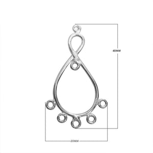 Bulk Silver Overlay Over copper teardrop chandelier earring finding with five bottom attachment loops for professional jewelry manufacturing, handcrafted in India.