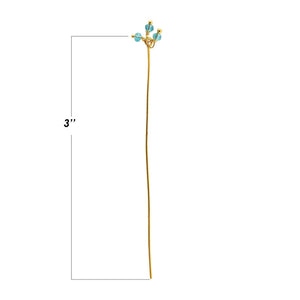 18K gold overlay copper head pin with blue crystal quartz bead cluster.