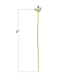 18K gold overlay copper head pin with blue crystal quartz bead cluster.