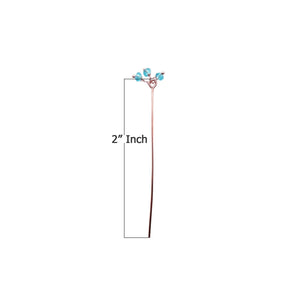 Handcrafted rose gold overlay over copper cluster pin with blue crystal quartz made in India for wholesale jewelry use.