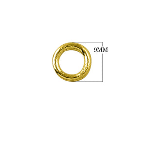 Handcrafted closed jump ring with 18K gold overlay over copper, polished finish, artisan jewelry component from India.