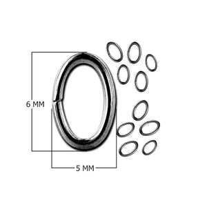 JOR-104 Black Rhodium Overlay Oval Open Jump Ring Beads Bali Designs Inc 6X5MM