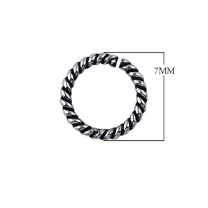 JOSS-102 Sterling Silver Open Jump Ring Twisted Oxidized Beads Bali Designs Inc 7MM