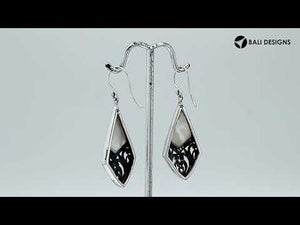 Wholesale Sterling Silver Mother Of Pearl diamond earrings with filigree design, earwire lock, and high-polish finish handcrafted in Bali.