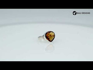 Wholesale sterling silver pear bezel double stone ring with Citrine Quartz